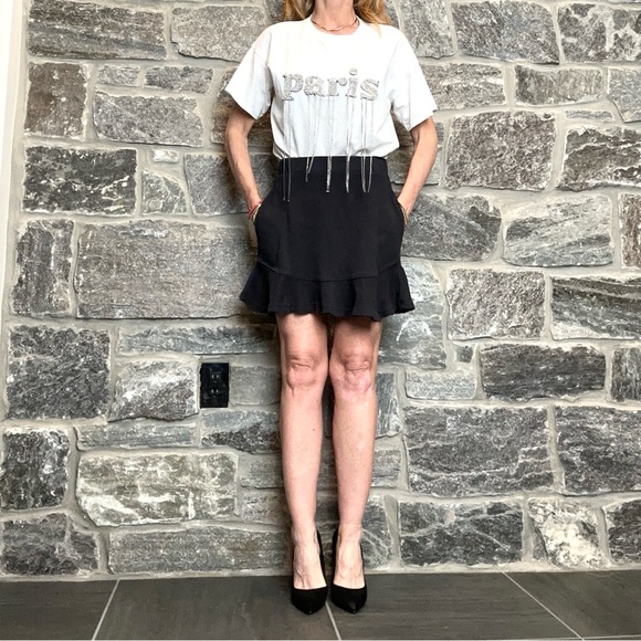 Crystal PARIS T-Shirt with Rhinestone Fringe White Medium - Picture 10 of 12